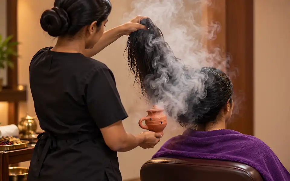 Kesha Dhoopanam at Swasthya Ayurveda, Thottada, Kannur