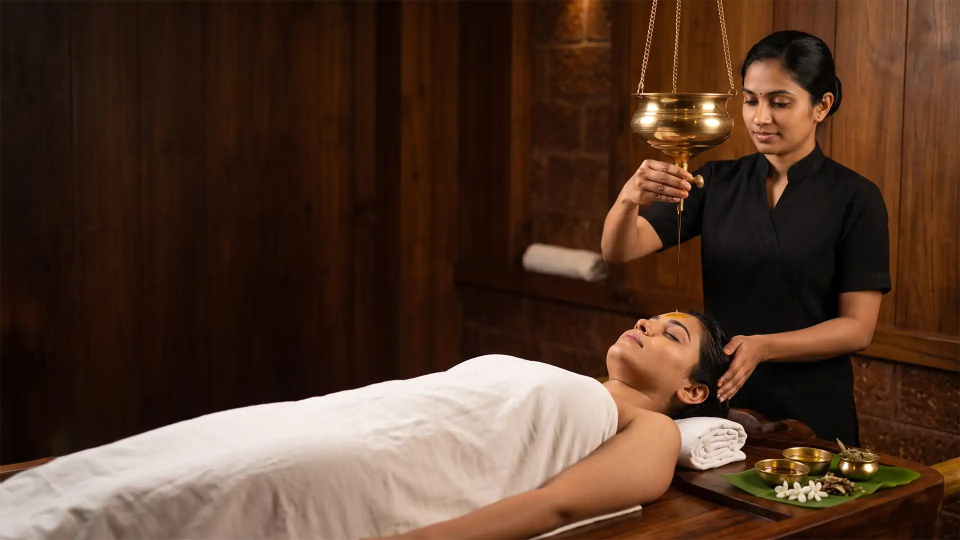Shirodhara Ayurveda treatment at Swasthya Ayurveda & Wellness Spa, Kannur