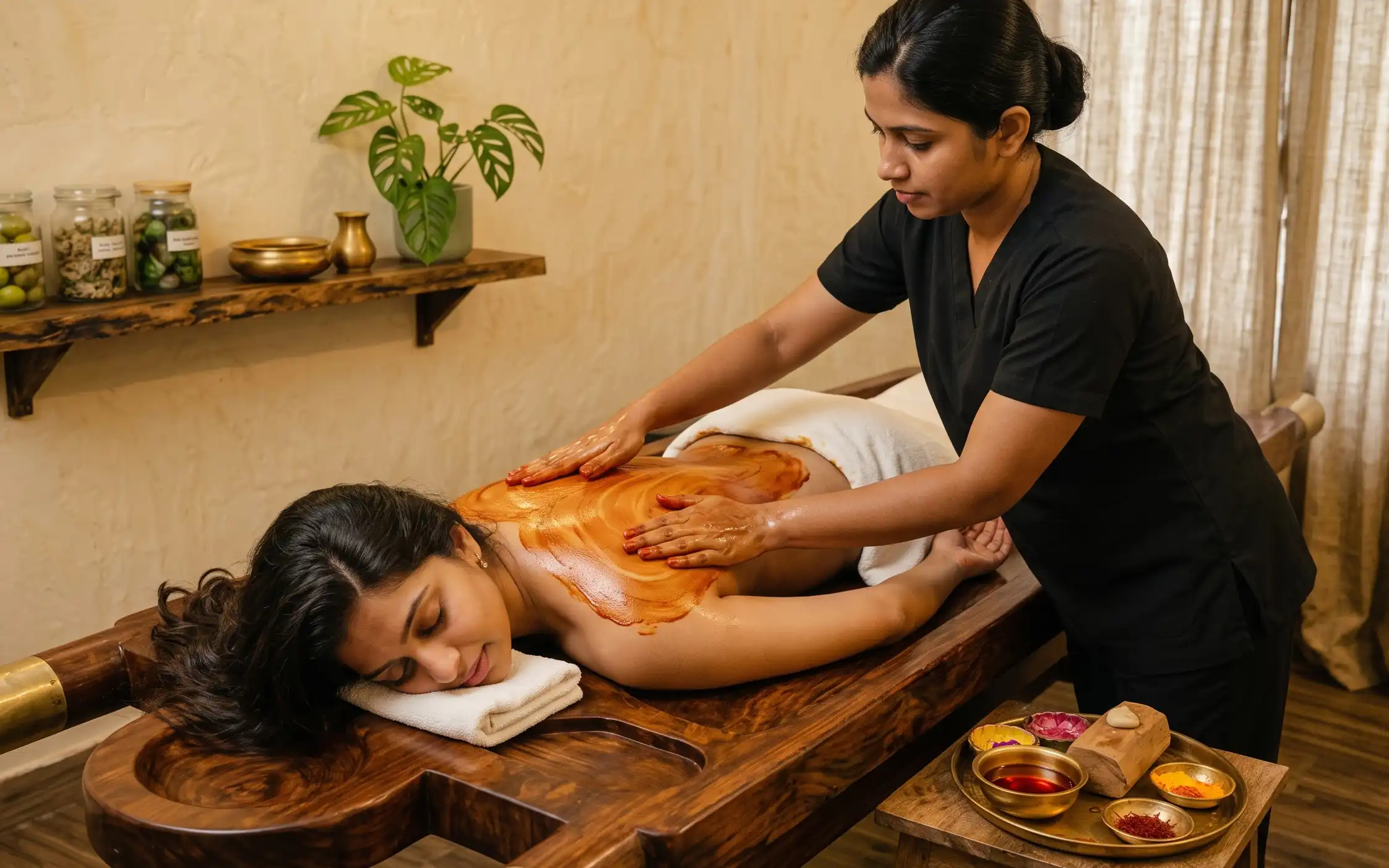 Kumkumadi & Sandal Glow skin care massage at Swasthya Ayurveda, Kannur
