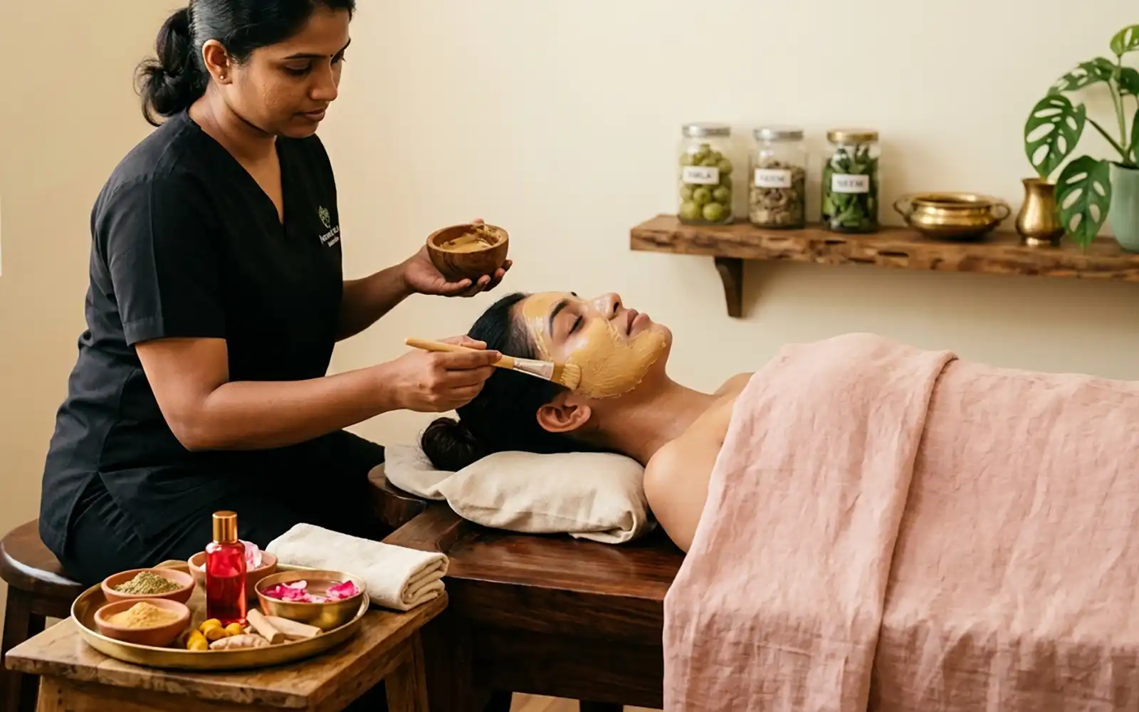 Kumkumadi Ayurvedic facial in the Mangalya Glow Ritual 2-week bridal package